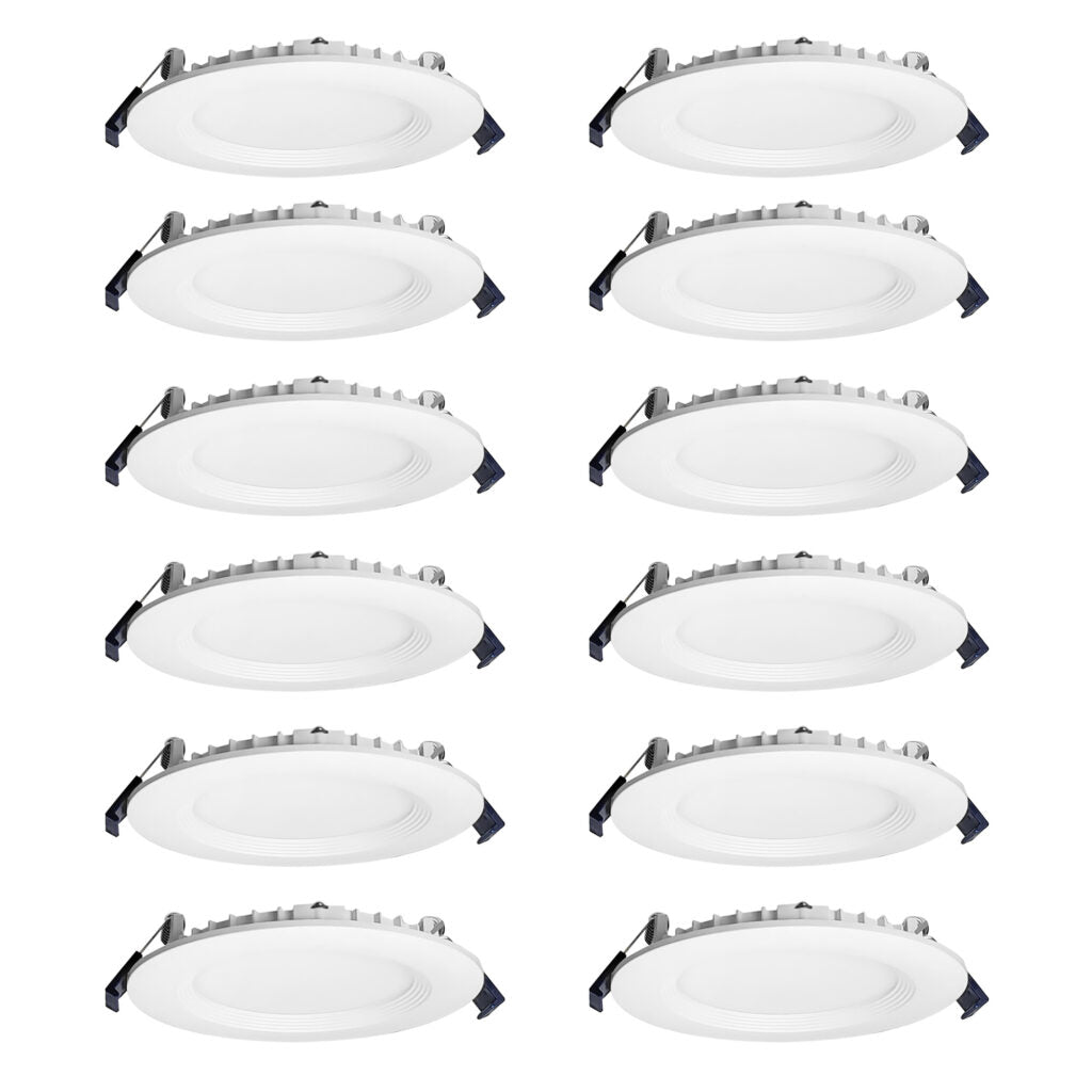 Nora Lighting NCSC-R4W2TWMPW 4 Contractor Series Can-less LED Wafer Downlight with Regressed Baffle, Selectable CCT, Matte Powder White (12-Pack)