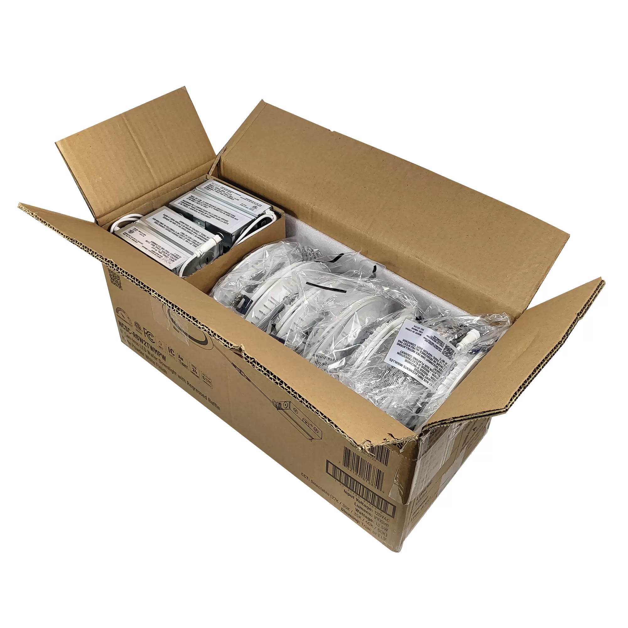 Nora Lighting NCSC-R6W2TWMPW 6 Contractor Series Can-less LED Wafer Downlight with Regressed Baffle, Selectable CCT, Matte Powder White (12-Pack)