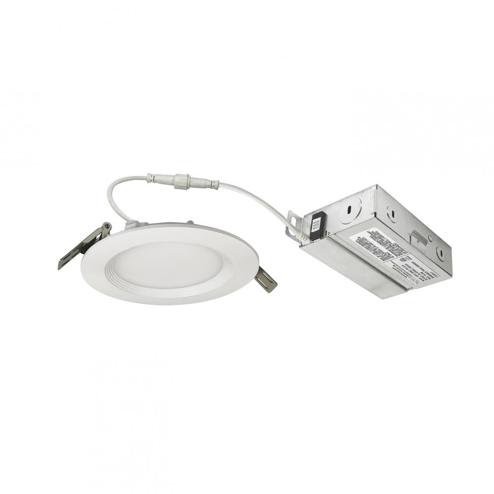 Nora Lighting NEFLINTW-R4345MPW 4 E-Series FLIN Round LED Downlight with Selectable CCT (30K40K50K), 900lm 10.5W, Matte Powder White Finish, 120V input; Triac or ELV dimming