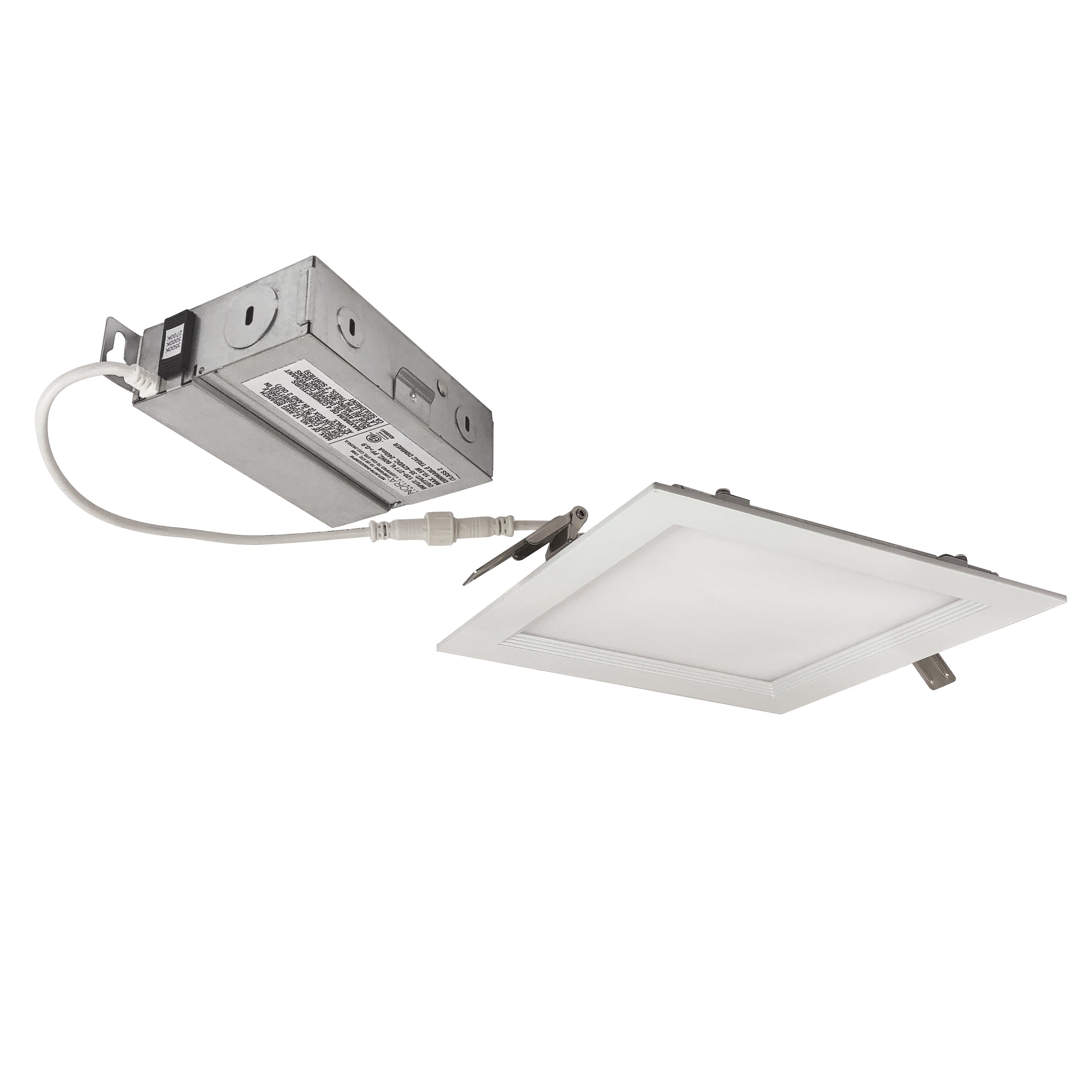 Nora Lighting NEFLINTW-S6233MPWLE4 - Recessed - 6 Inch E-Series FLIN Square LED Downlight with Selectable CCT (27K/30K/35K), 1150lm / 13.5W, Matte Powder White Finish, 120-277V input; Triac or ELV dimming