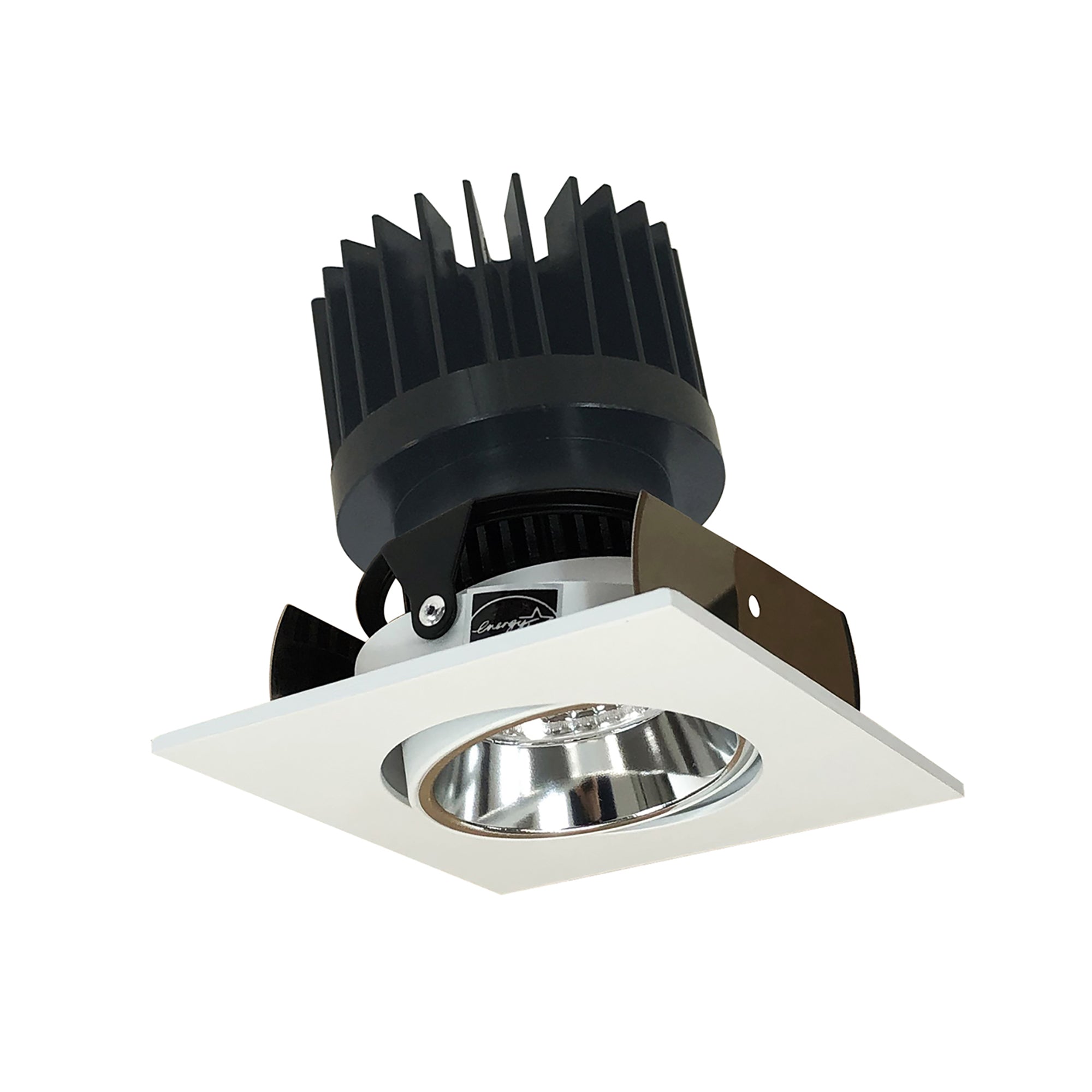 Nora Lighting NIOB-2SC35XCMPW/HL - Recessed - 2 Inch Iolite LED Square Adjustable Cone Reflector, 1500lm/2000lm/2500lm (varies by housing), 3500K, Specular Clear Reflector / Matte Powder White Flange