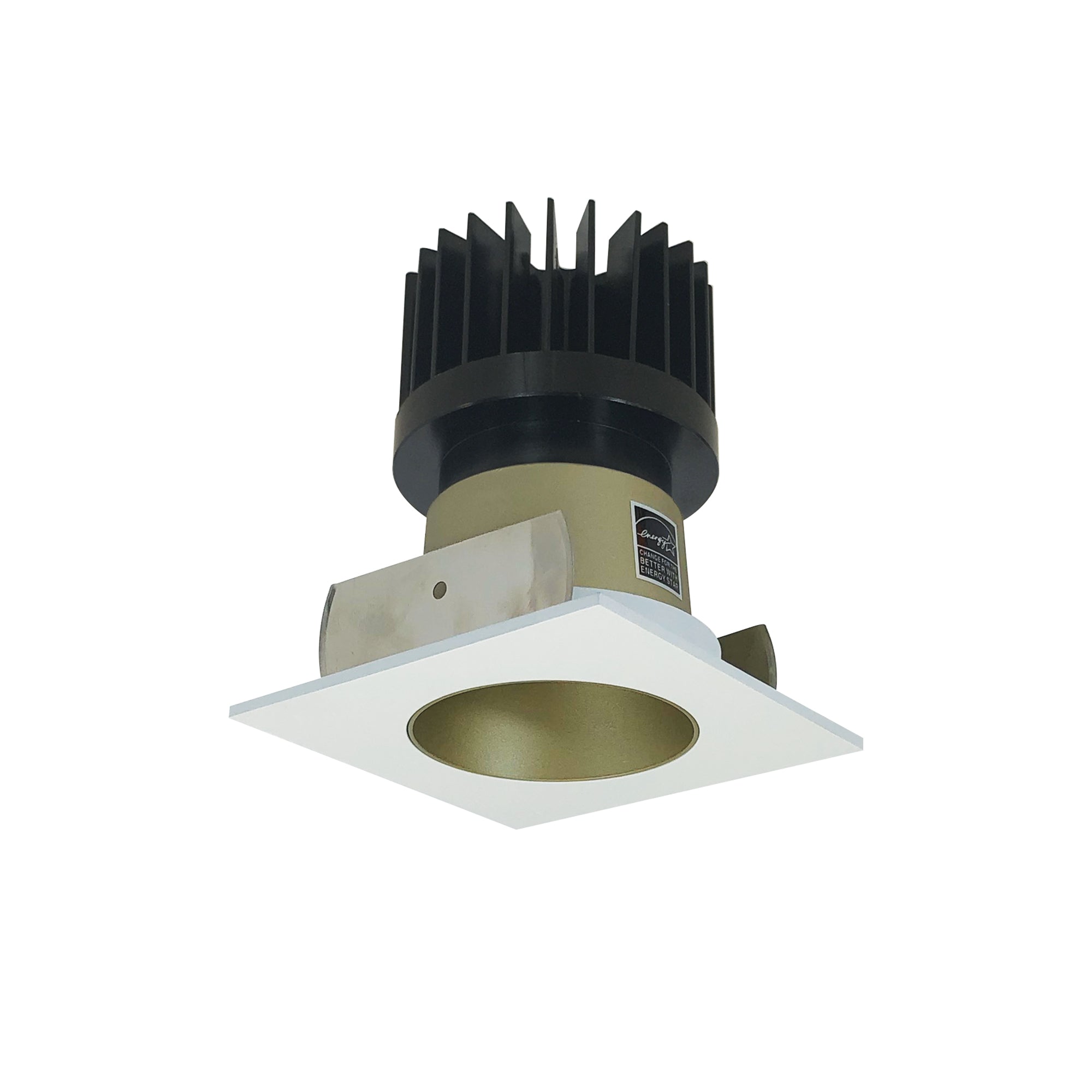 Nora Lighting NIOB-2SNDC35XCHMPW/HL - Recessed - 2 Inch Iolite LED Square Reflector with Round Aperture, 1500lm/2000lm/2500lm (varies by housing), 3500K, Champagne Haze Reflector / Matte Powder White Flange