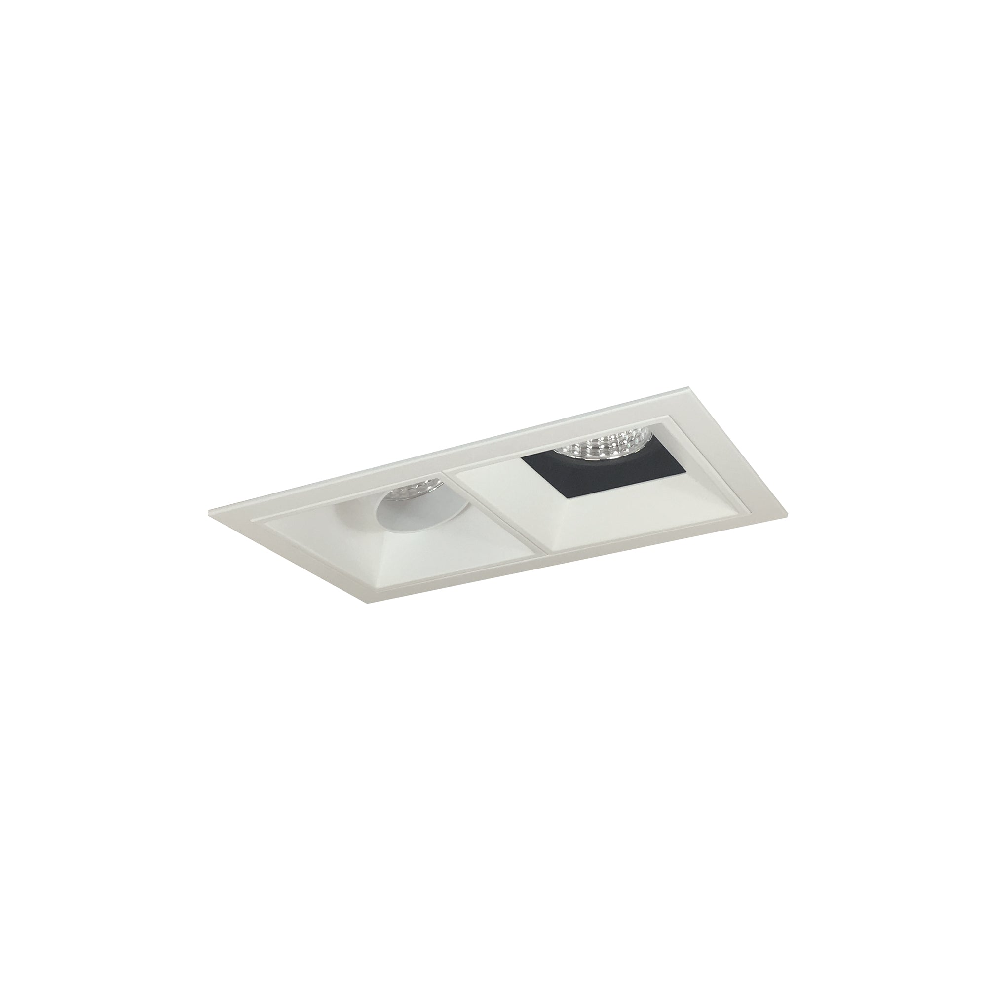 Nora Lighting NMIOT-12-MPW-AF-CDX-10-BMPW - Recessed - Iolite MLS 2-Head Trim Kit, MPW Flange, Comfort Dim, 800lm, Black/MPW Adj. Snoot/Fixed Downlt. Trims