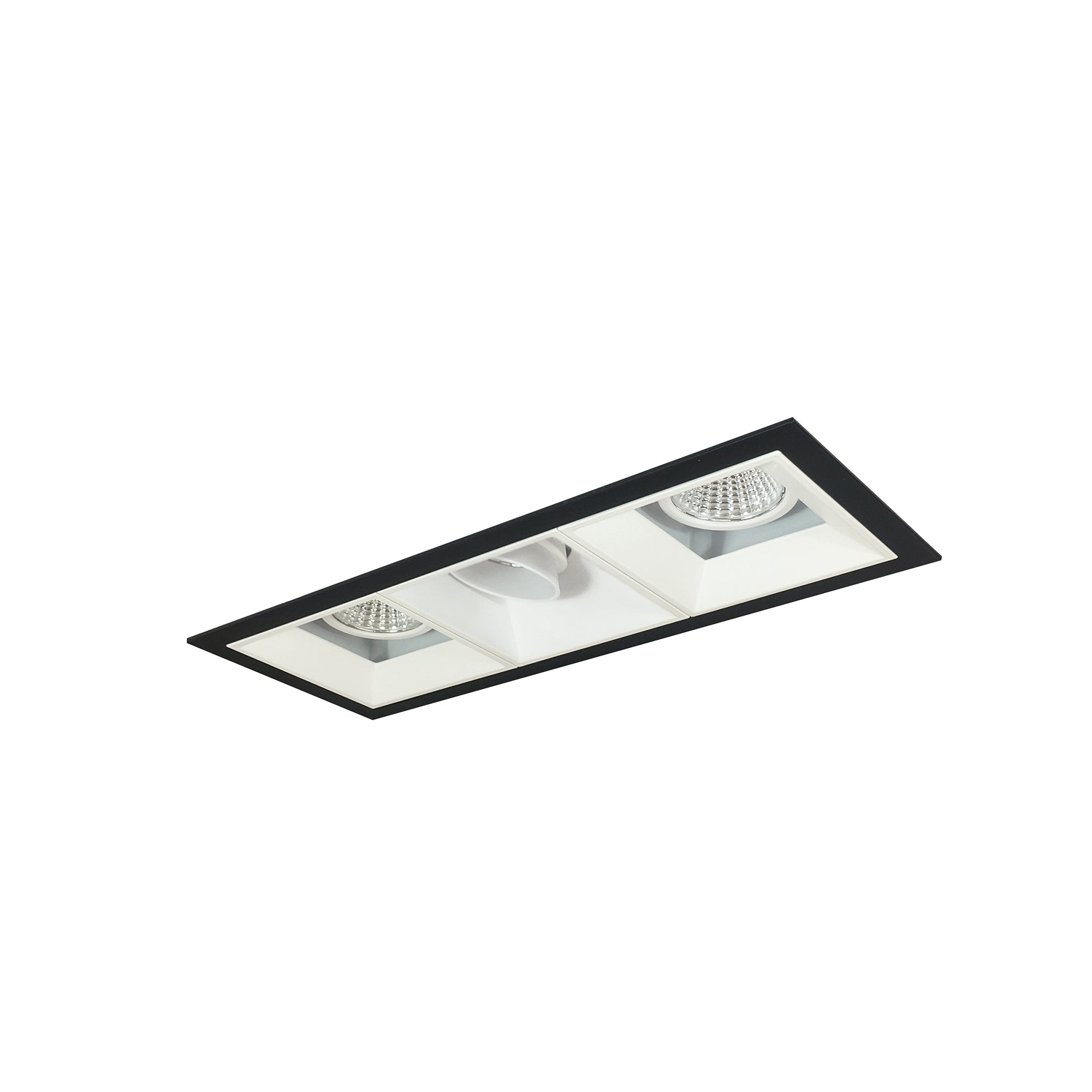 Nora Lighting NMIOT-13-B-AFF-30X-10-MPW - Recessed - Iolite MLS 3-Head Trim Kit, Black Flange, 3000K, 1000lm, MPW Adj. Snoot/Fixed Downlt. Trims