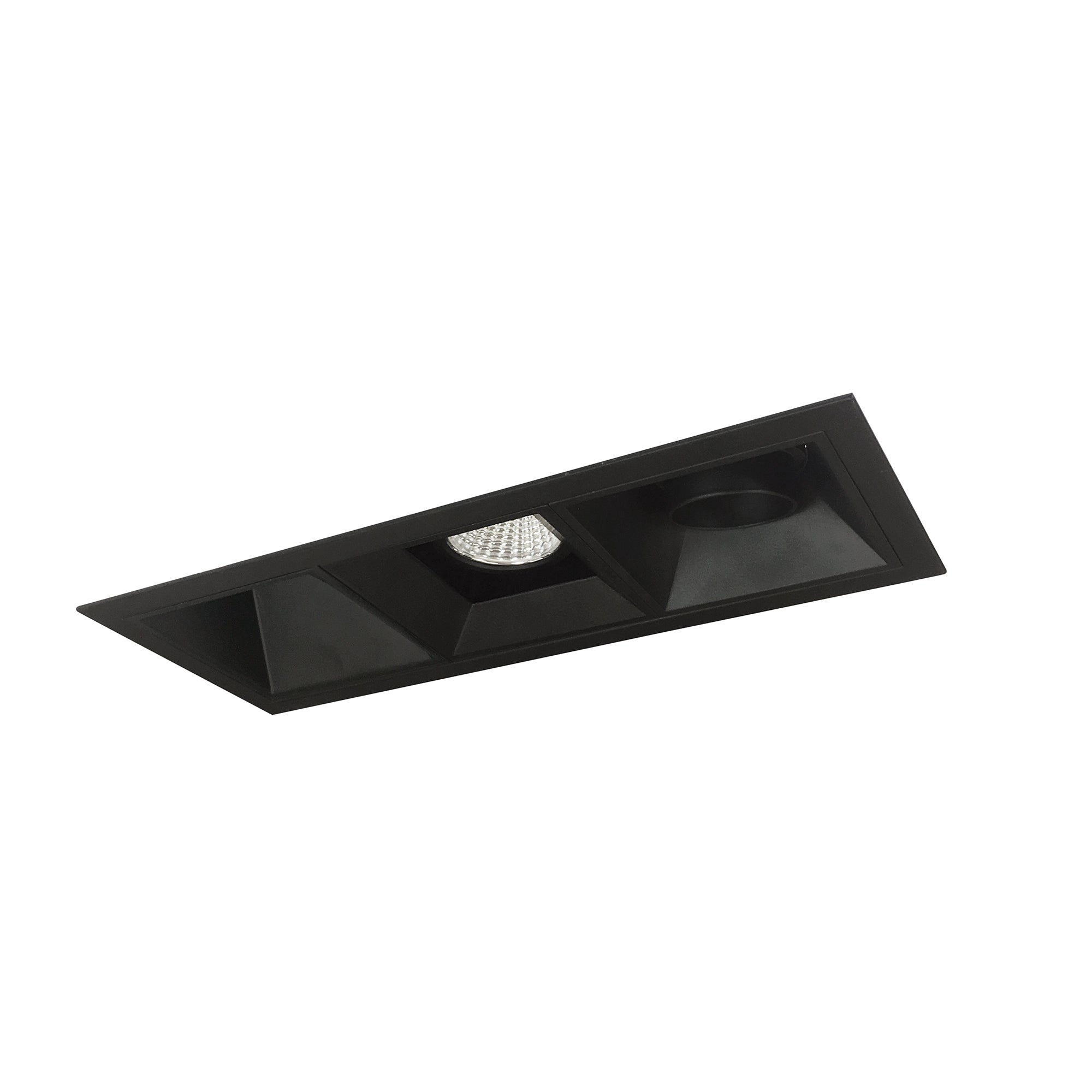 Nora Lighting NMIOT-13-B-AFW-50X-10-B - Recessed - Iolite MLS 3-Head Trim Kit, Black Flange, 5000K, 1000lm, Black Adj. Snoot/Fixed Downlt./Wall Wash Trims
