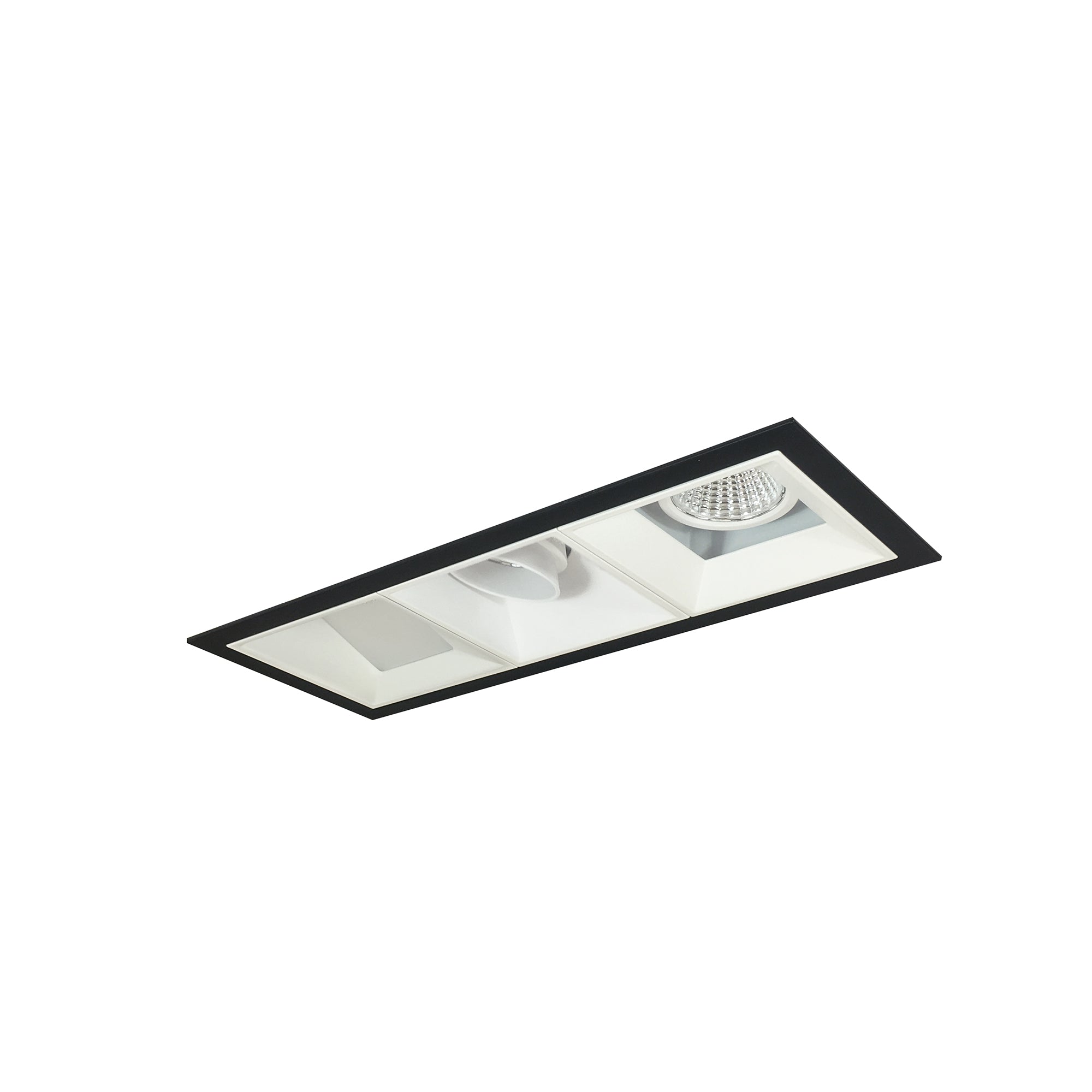 Nora Lighting NMIOT-13-B-AFW-40X-10-MPW - Recessed - Iolite MLS 3-Head Trim Kit, Black Flange, 4000K, 1000lm, MPW Adj. Snoot/Fixed Downlt./Wall Wash Trims