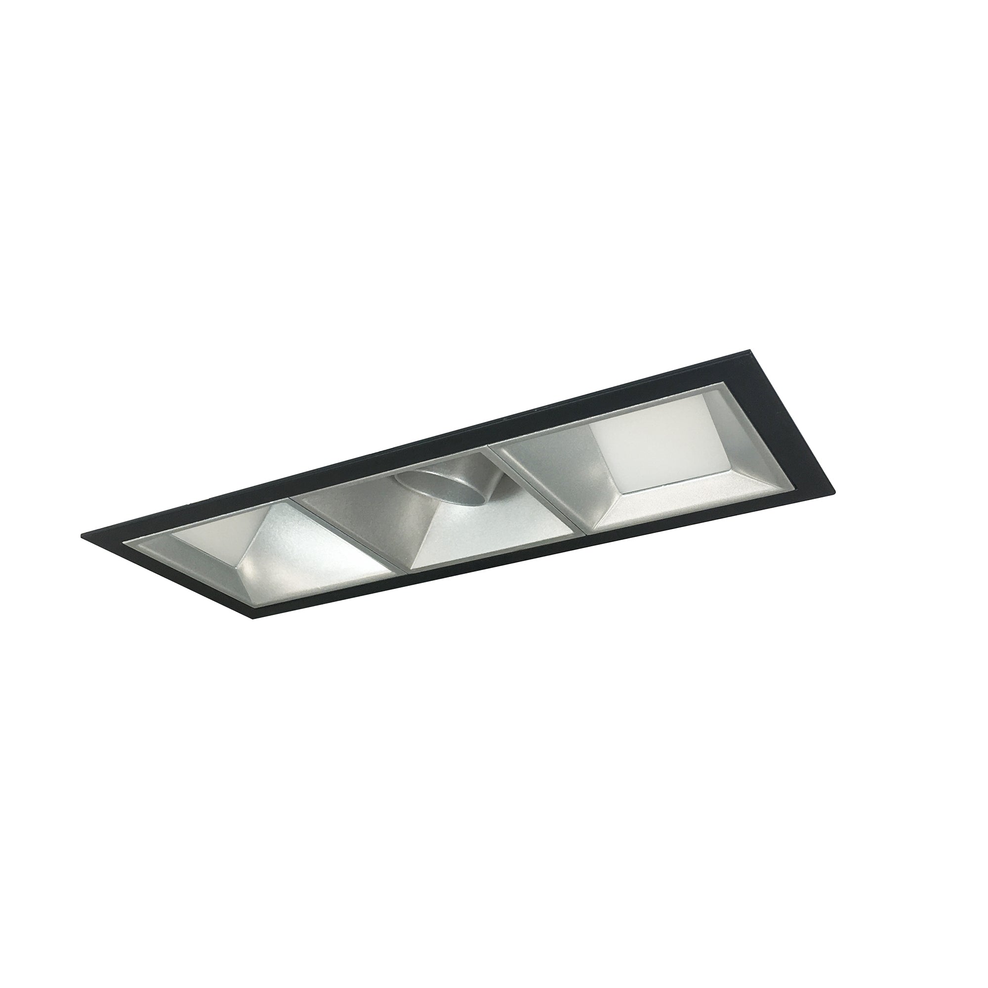Nora Lighting NMIOT-13-B-AWW-27X-10-HZ - Recessed - Iolite MLS 3-Head Trim Kit, Black Flange, 2700K, 1000lm, Haze Adj. Snoot/Wall Wash Trims