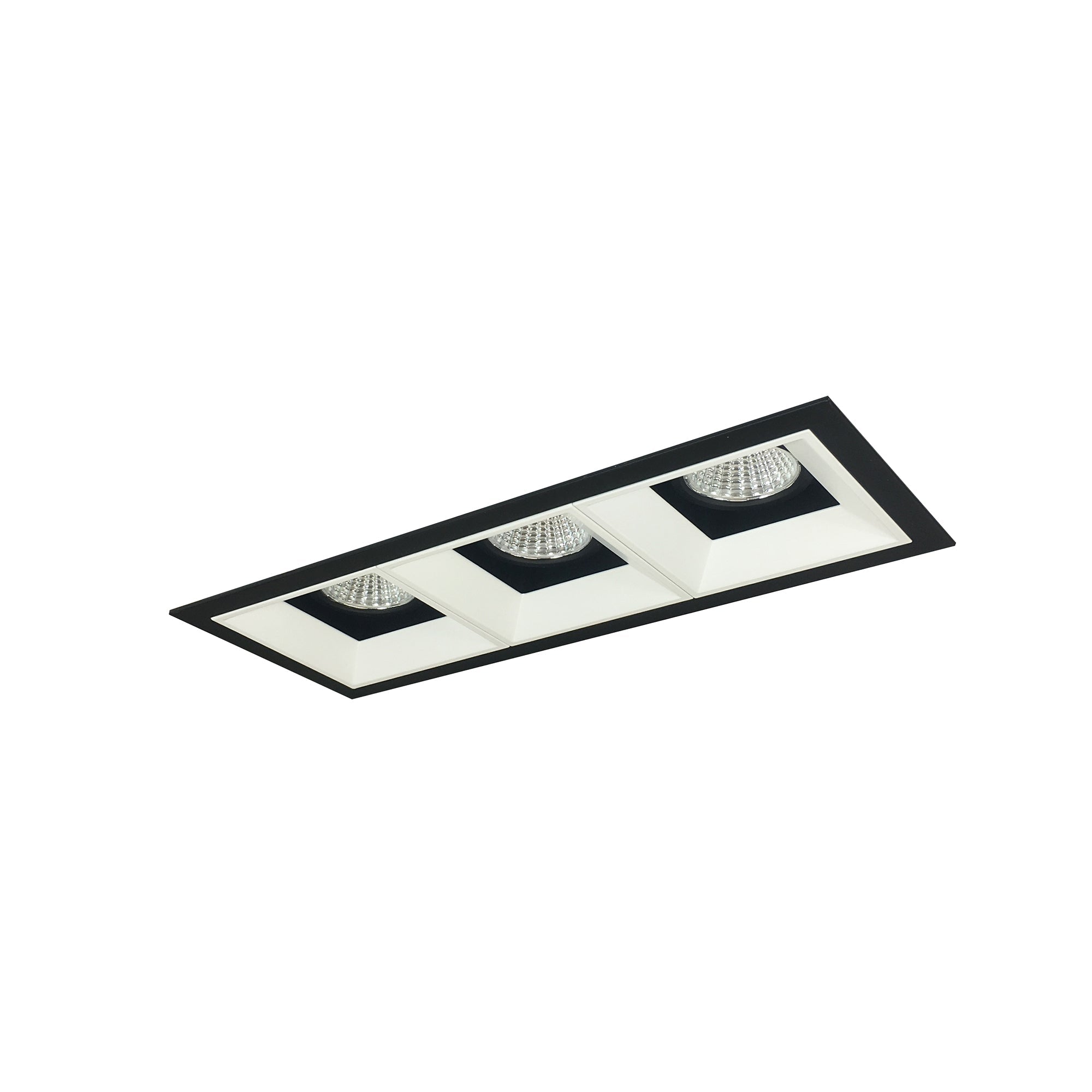 Nora Lighting NMIOT-13-B-FFF-40X-10-BMPW - Recessed - Iolite MLS 3-Head Trim Kit, Black Flange, 4000K, 1000lm, Black/MPW Fixed Downlt. Trims