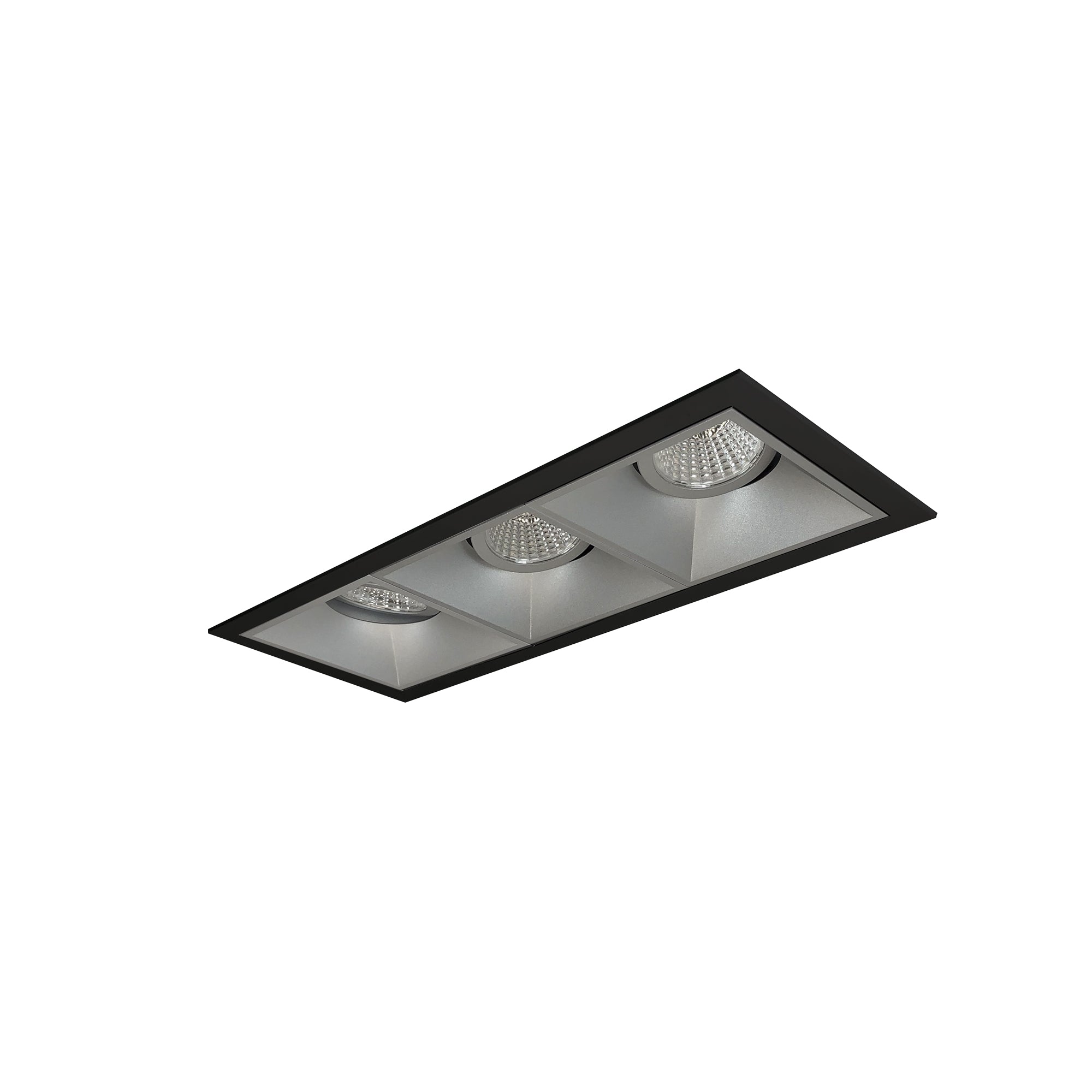 Nora Lighting NMIOT-13-B-GGG-35X-10-HZ - Recessed - Iolite MLS 3-Head Trim Set, Black Flange, 3500K, 1000lm, Haze Adj. Gimbal Trims