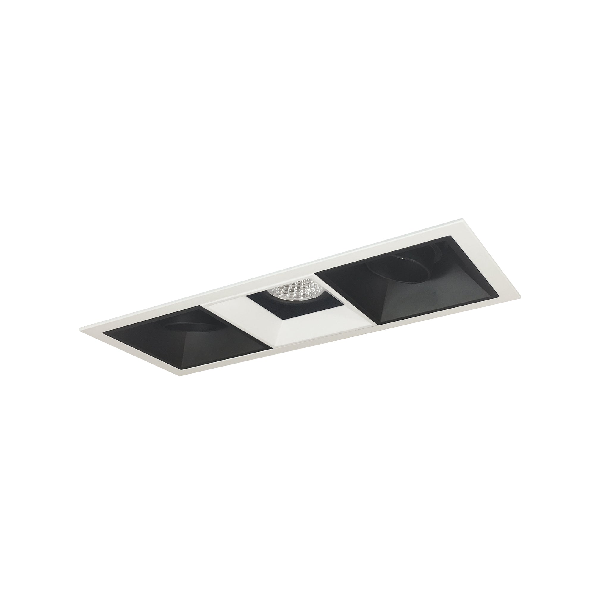 Nora Lighting NMIOT-13-MPW-AAF-30X-10-BMPW - Recessed - Iolite MLS 3-Head Trim Kit, MPW Flange, 3000K, 1000lm, Black/MPW Adj. Snoot/Fixed Downlt. Trims