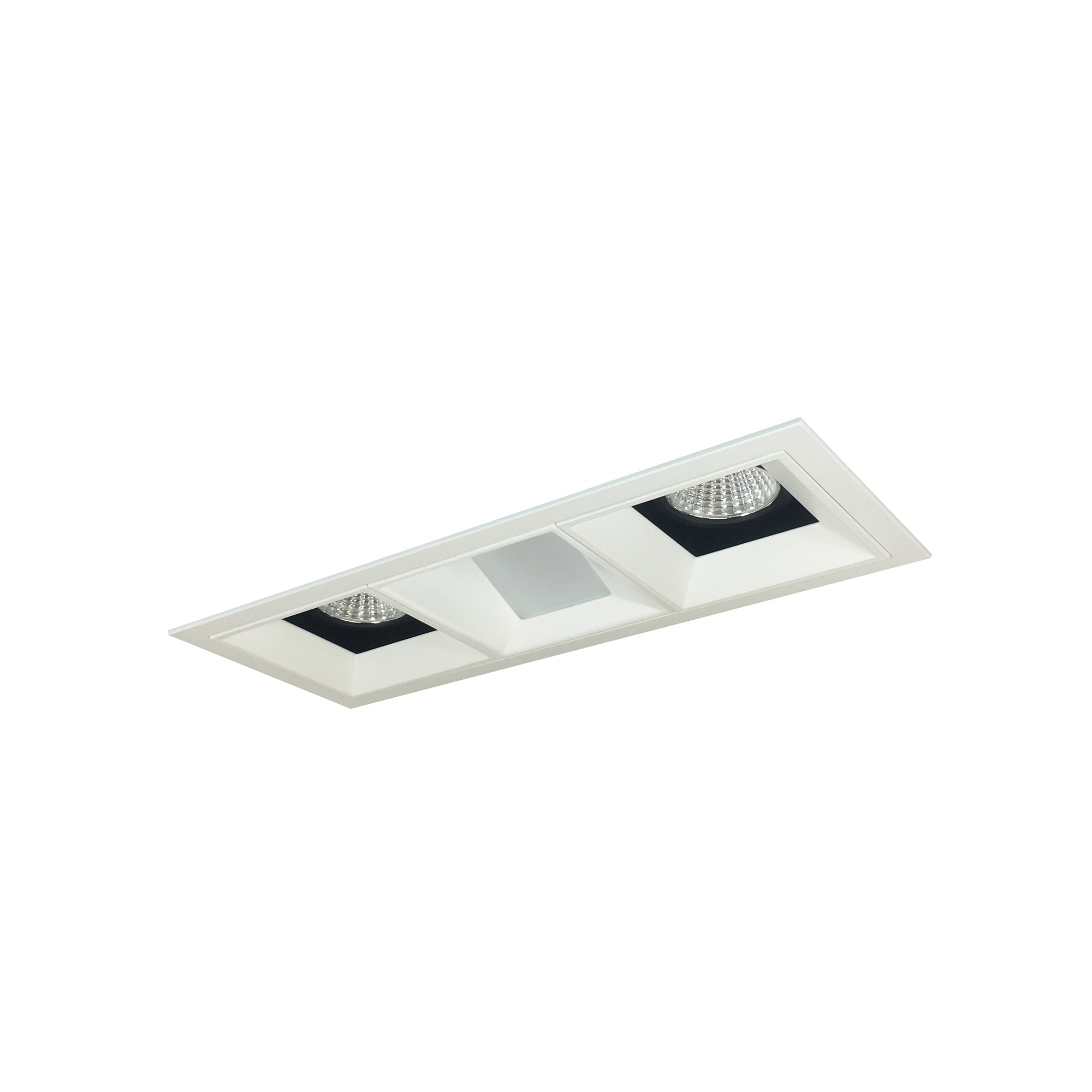 Nora Lighting NMIOT-13-MPW-FFW-50X-10-BMPW - Recessed - Iolite MLS 3-Head Trim Kit, MPW Flange, 5000K, 1000lm, Black/MPW Fixed Downlt./Wall Wash Trims