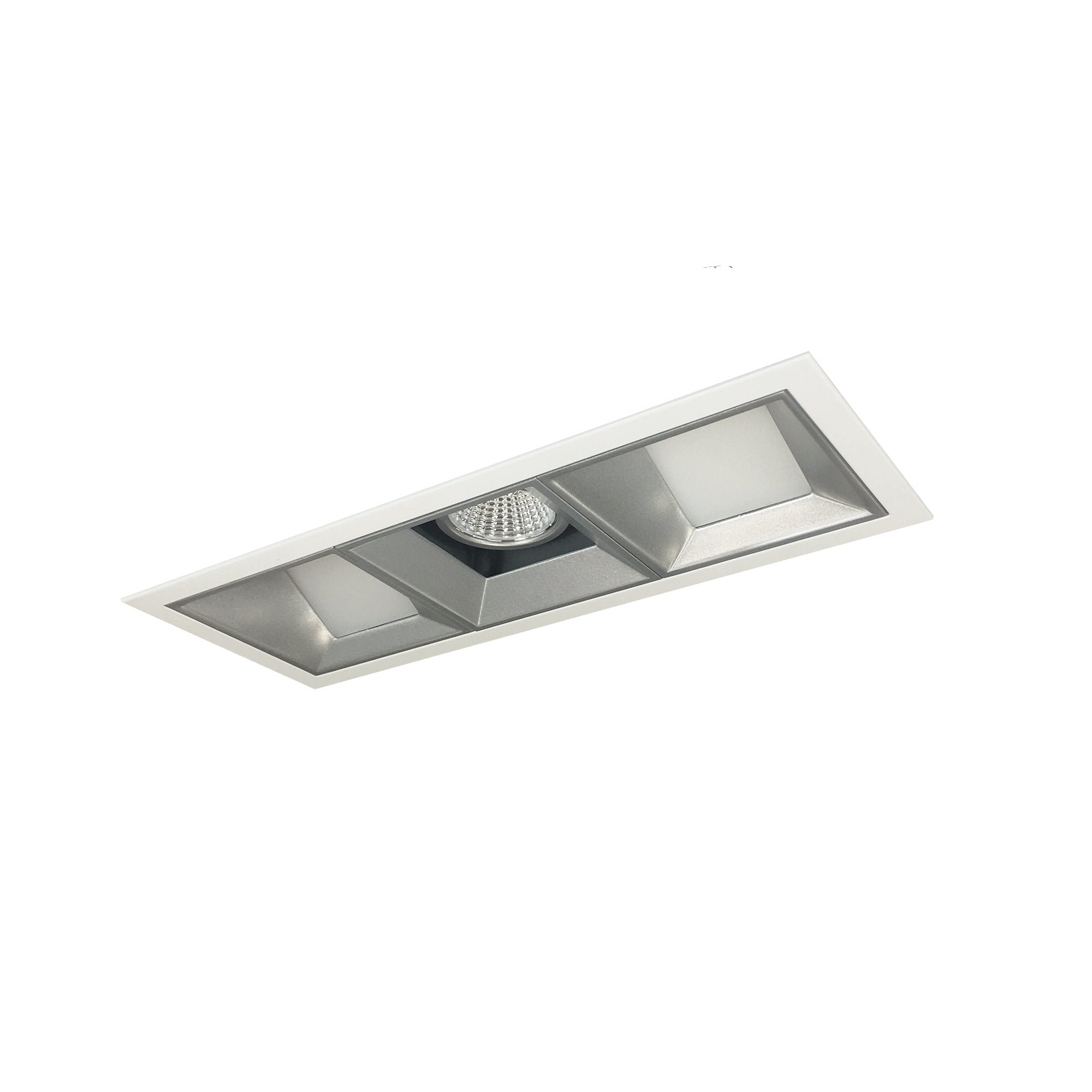 Nora Lighting NMIOT-13-MPW-FWW-35X-10-HZ - Recessed - Iolite MLS 3-Head Trim Kit, MPW Flange, 3500K, 1000lm, Haze Fixed Downlt./Wall Wash Trims