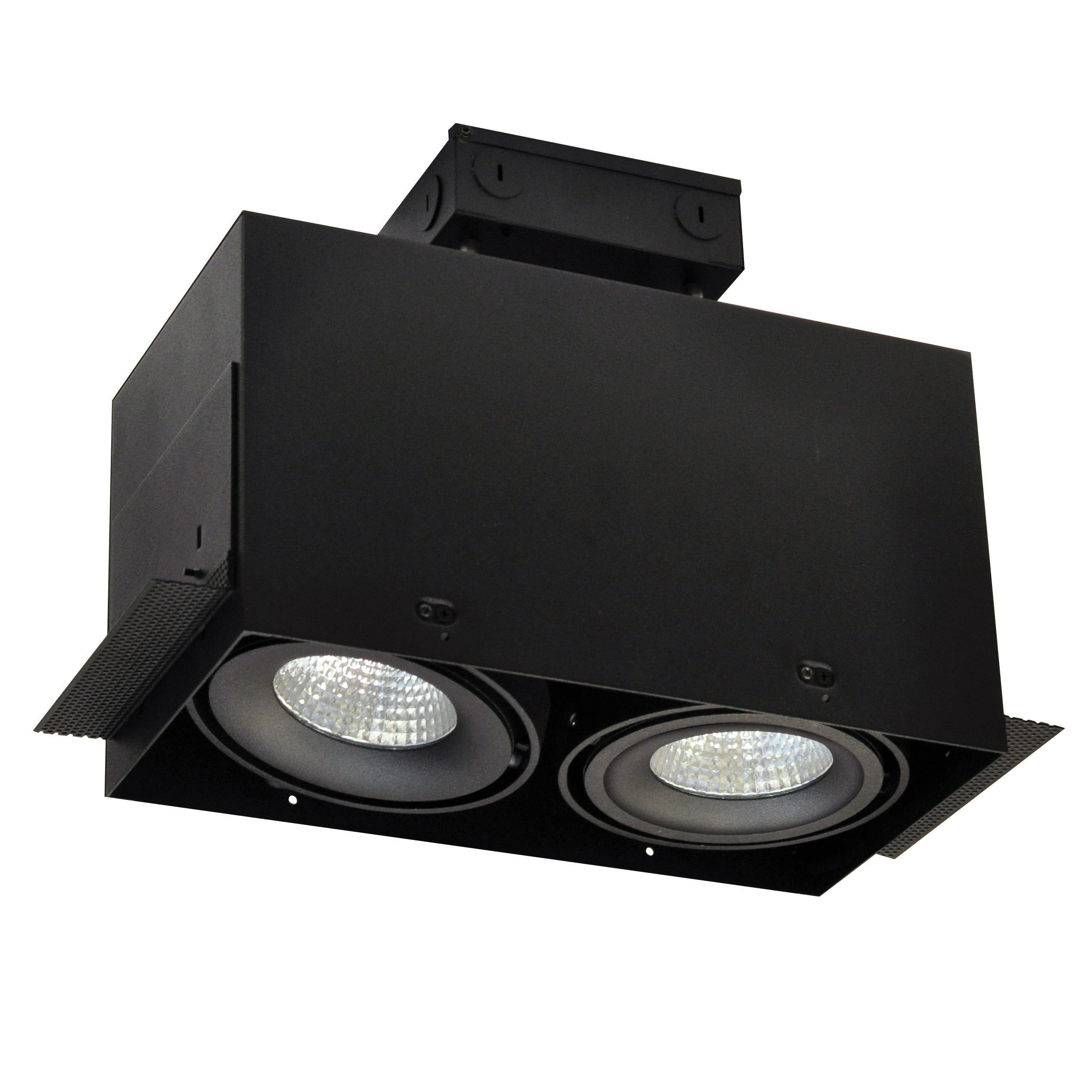 Nora Lighting NMRTLG-12D6L1927SB - Recessed - LED Trimless 2-Head MLS Housing, 30W / 2100lm per Head, 2700K, 16-Degrees Spot, Black, 120-277V 0-10V Dimming