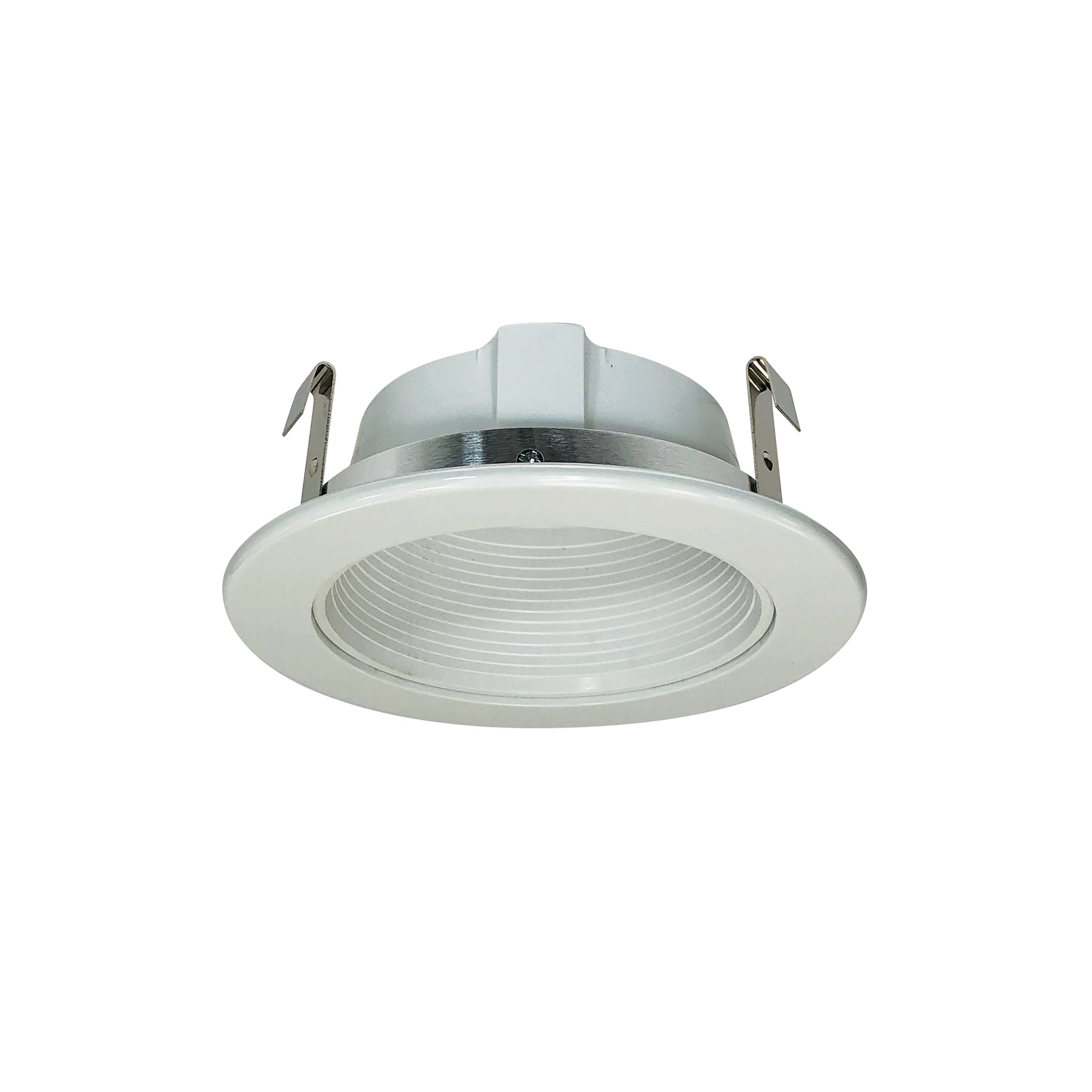 Nora Lighting NS-40P - Recessed - 4 Inch White Stepped Phenolic Baffle Trim w/ White Plastic Ring