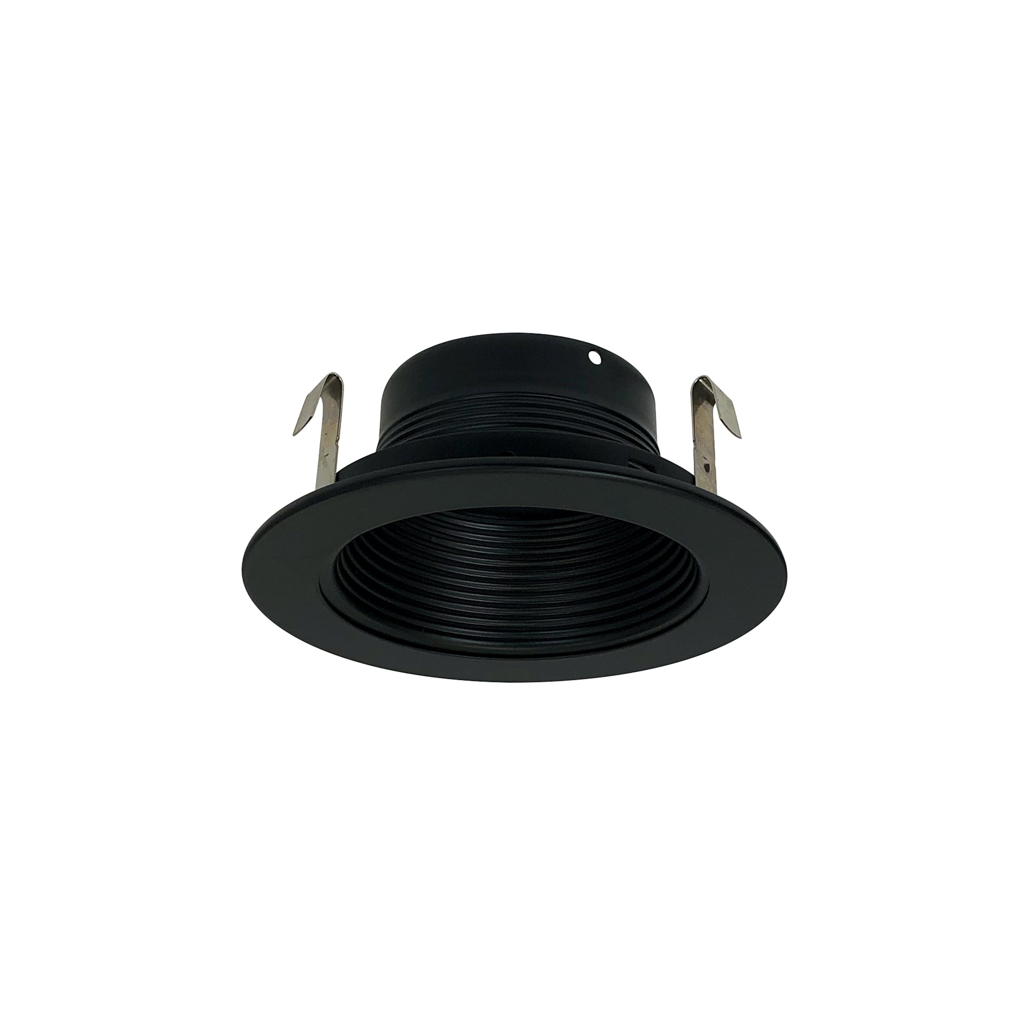 Nora Lighting NS-41B - Recessed - 4 Inch Black Stepped Metal Baffle Trim w/ Black Metal Ring