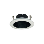 Nora Lighting NS-41P - Recessed - 4 Inch Black Stepped Phenolic Baffle Trim w/ White Plastic Ring