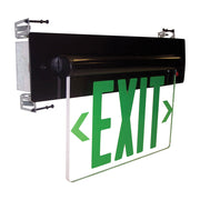 Nora Lighting NX-815-LEDGCB - Exit / Emergency - Recessed Adjustable LED Edge-Lit Exit Sign, Battery Backup, 6 Inch Green Letters, Single Face / Clear Acrylic, Black Housing
