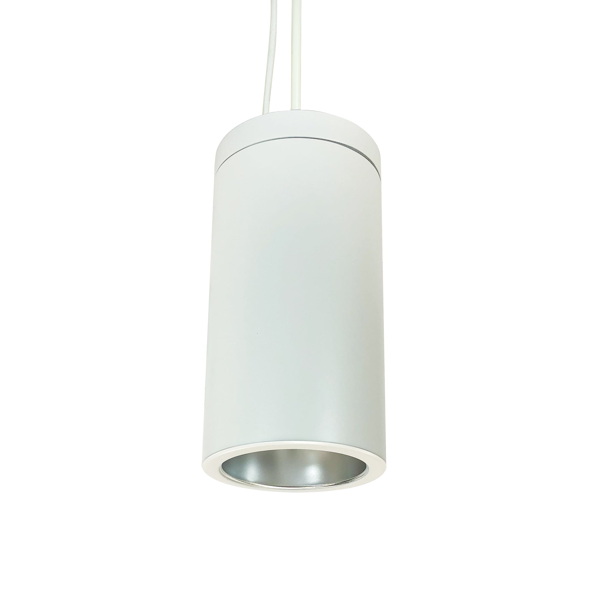 Nora Lighting NYLS2-6P25140MDWW6/PEM - Cylinder - 6 Inch CYL PENDANT 2500L 40K REF. MED FLD. DIFF/WH FLANGE 120V-277V 0-10V WH CYL WIRED FOR EM