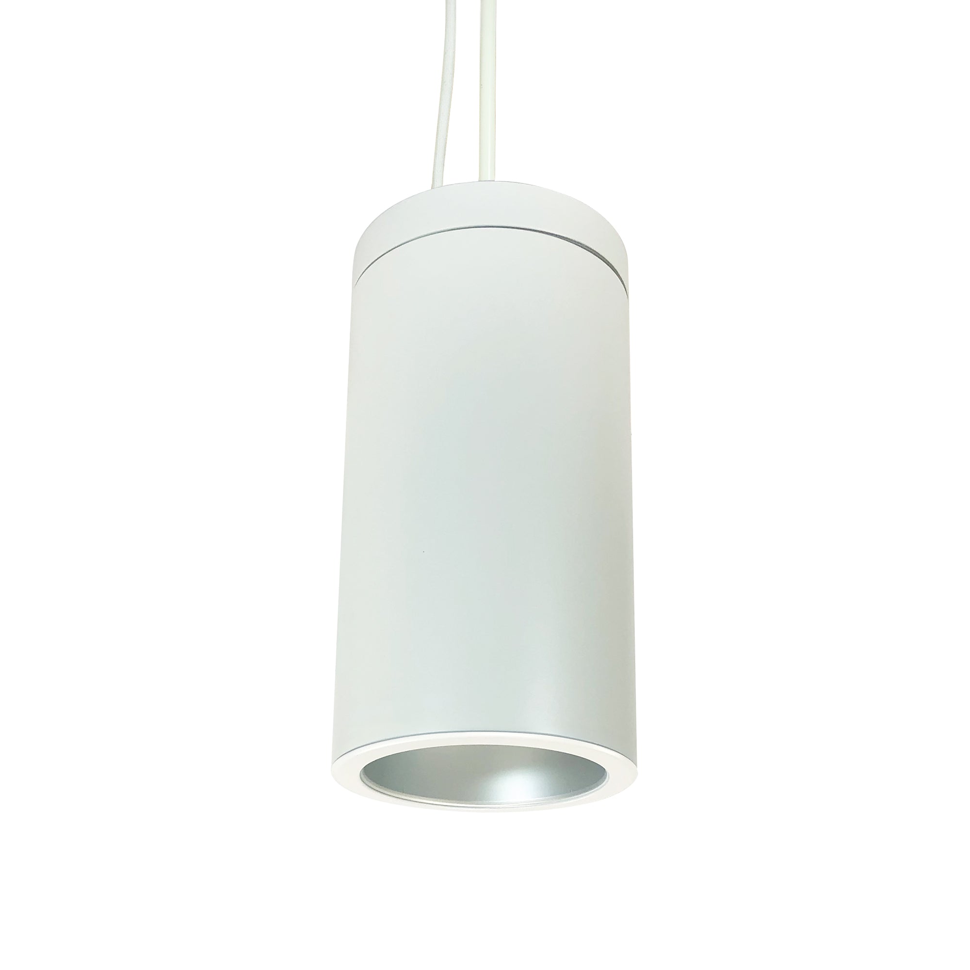 Nora Lighting NYLS2-6P09140MHWW3/PEM - Cylinder - 6 Inch CYL PENDANT 900L 40K REF, MED FLOOD, HZ/WHT FLANGE WHT CYL 120V Triac/ELV, WIRED FOR EM