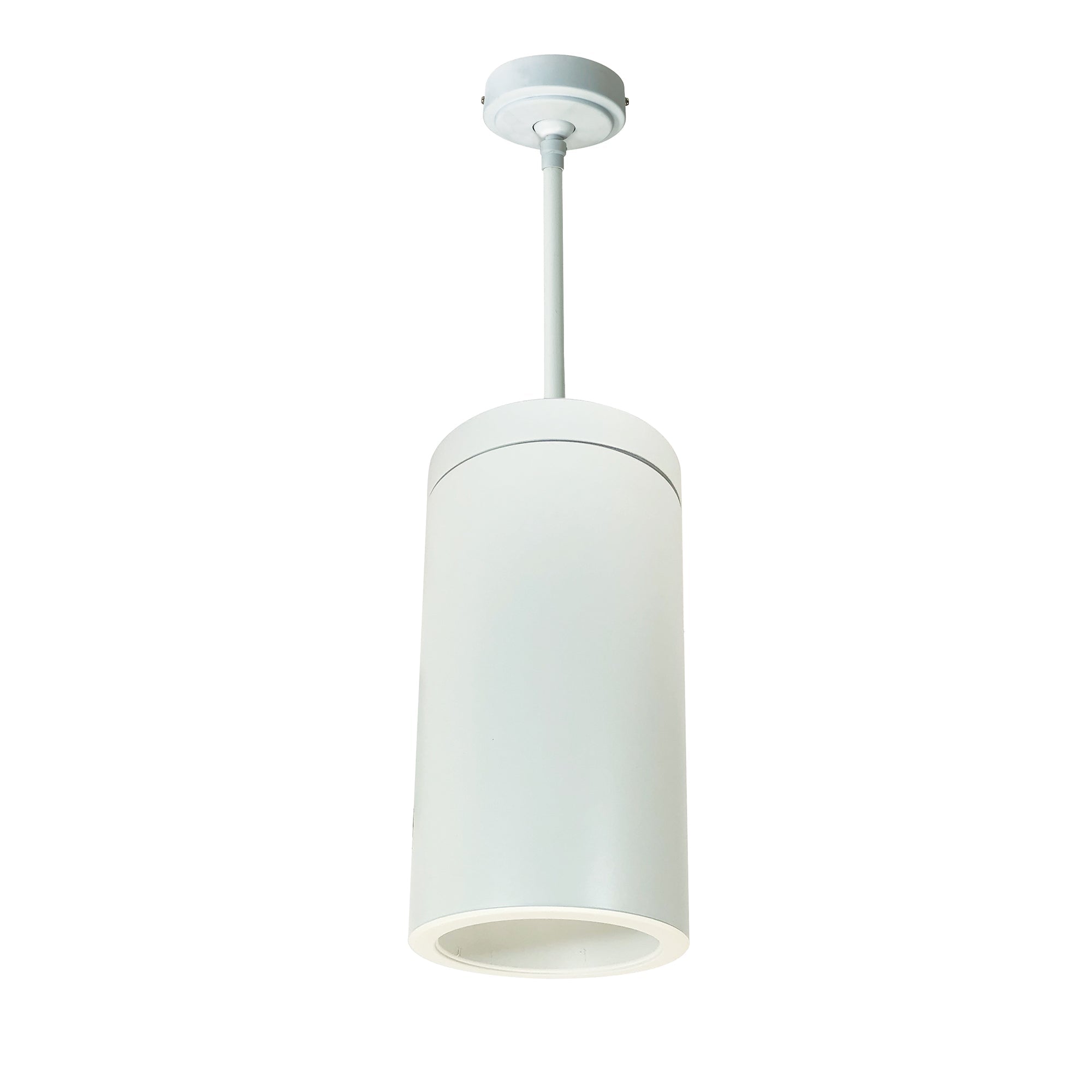 Nora Lighting NYLS2-6P35127FWWW6 - Cylinder - 6 Inch CYL PENDANT 3500L 27K REF, FLOOD, WH/WH FLANGE 120-277V 0-10V WH CYL