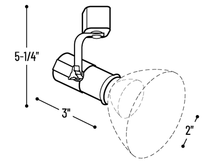 Nora Lighting NTH-138W/L - Track Head - Truly Universal Lamp Holder W/ L Track Adapter - White